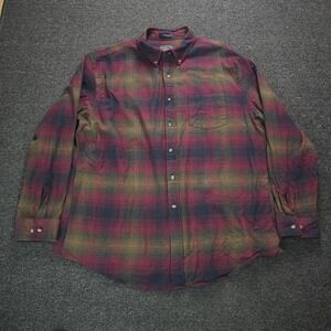 Pendleton Shirt XXL Men's Shadow Plaid Ombre Flannel Button Down Red Yellow Blue